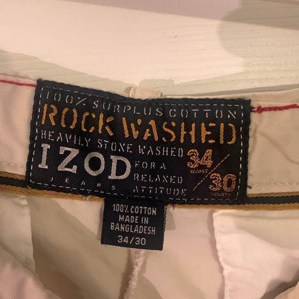 IZOD MENS KHAKI PANTS ROCK WASHED STRAIGHT LEG RELAXED FIT SZ 34/30 - Picture 6 of 8